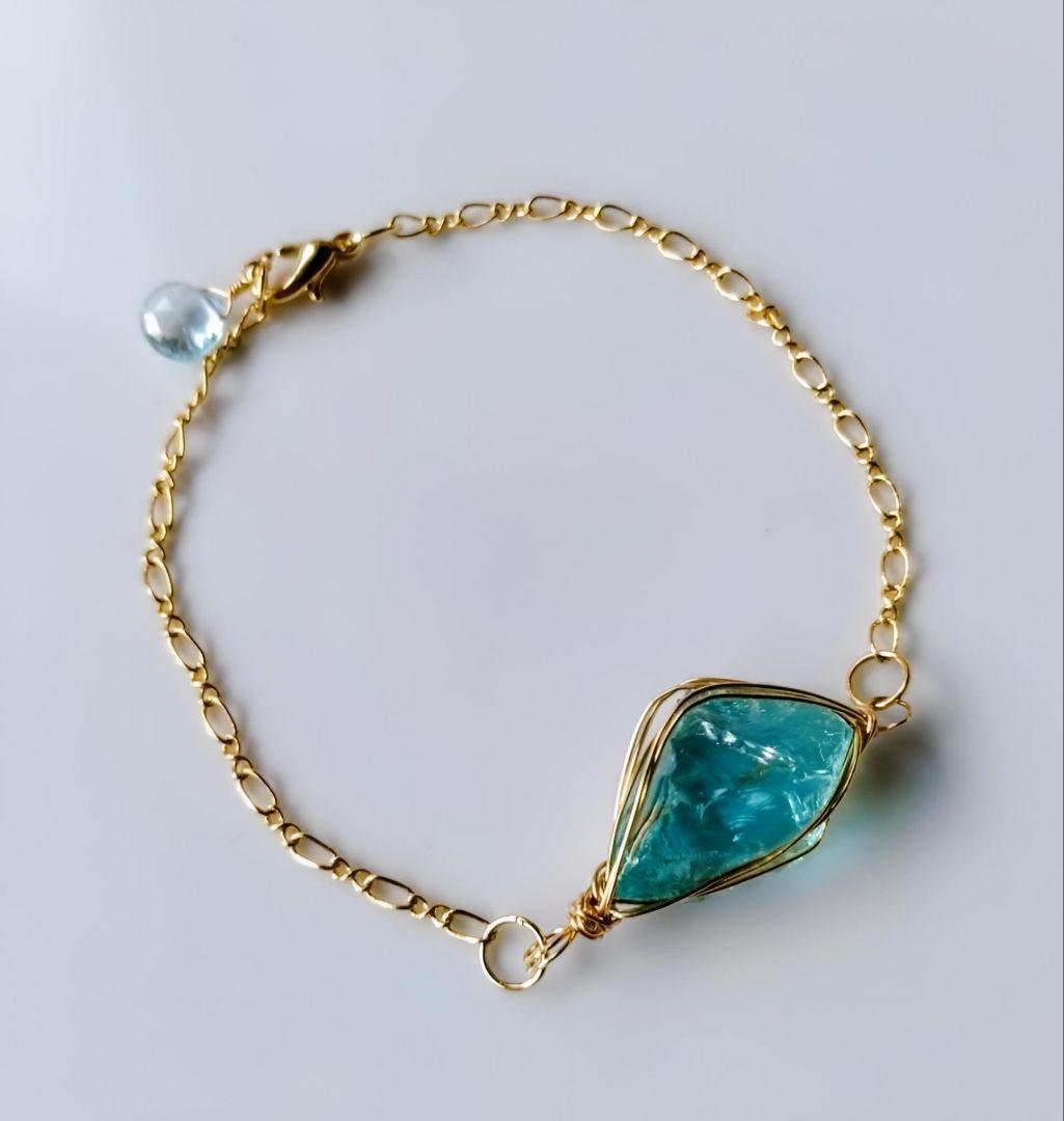 Kgf14 希少 アンダラクリスタル 【シアンエンジェル】 原石 ブレスレット