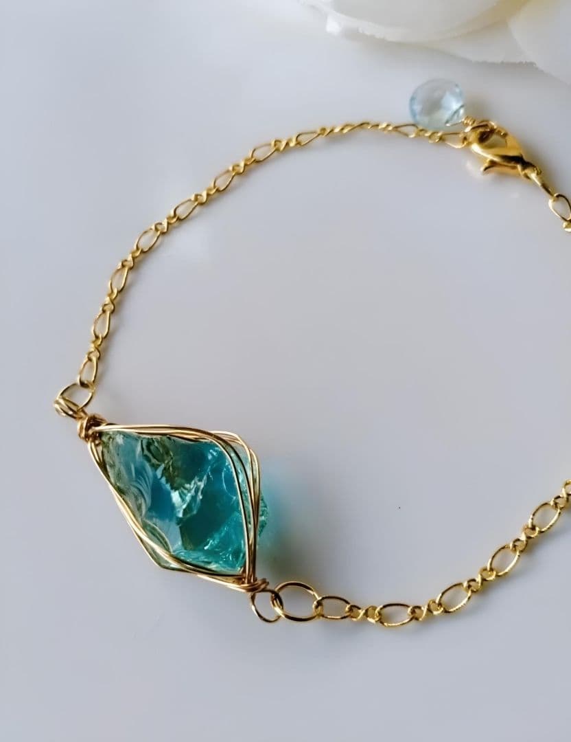 Kgf14 希少 アンダラクリスタル 【シアンエンジェル】 原石 ブレスレット