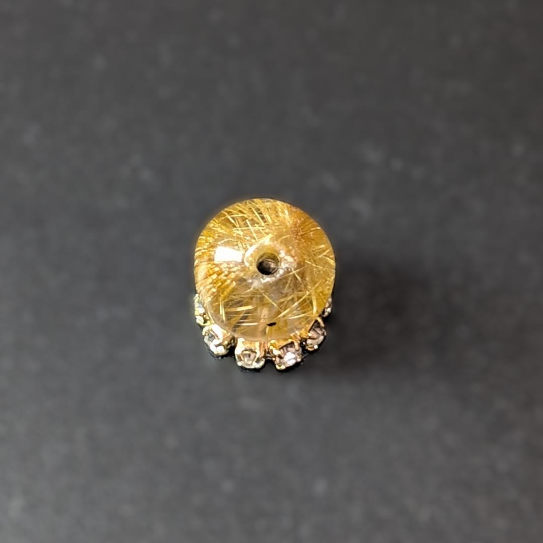 ゴールド キャッツアイルチル 8ミリ 1粒売り 金針水晶 パワーストーン お守り