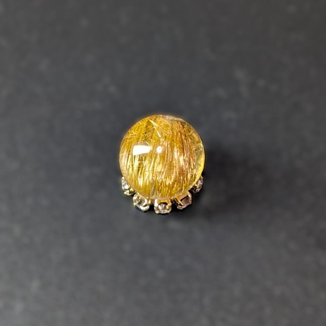 ゴールド キャッツアイルチル 8ミリ 1粒売り 金針水晶 パワーストーン お守り