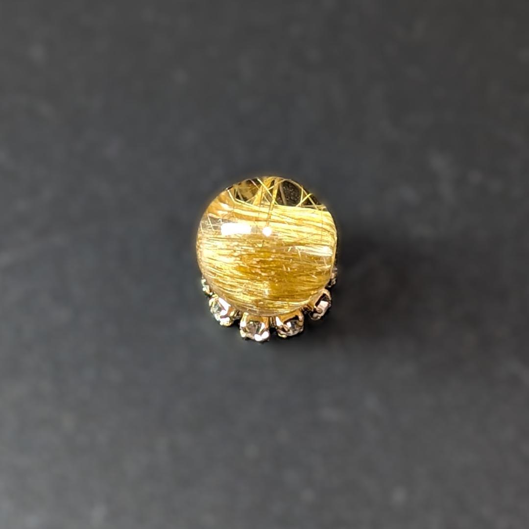 ゴールド キャッツアイルチル 8ミリ 1粒売り 金針水晶 パワーストーン お守り