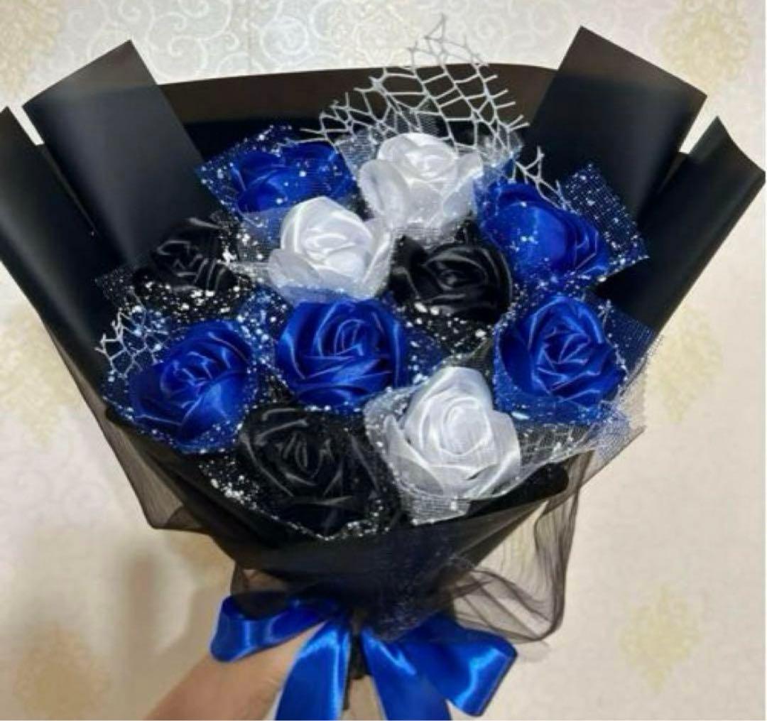11本青白黒バラブーケ　プレゼント お祝い 枯れない花 永生薔薇　特別な人へ