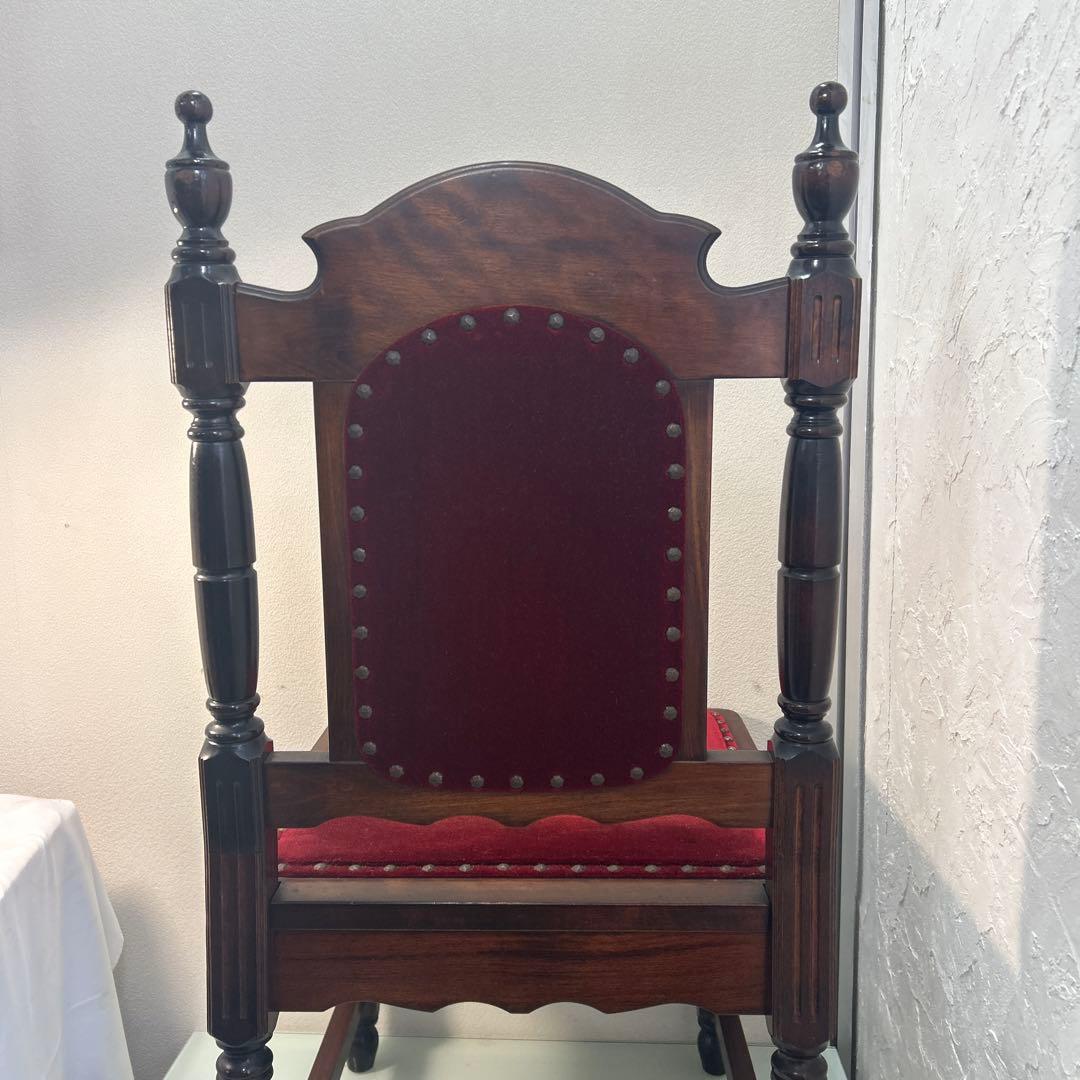 ☆昭和レトロ　当時物　高級感のある椅子　赤　布張り　木製☆