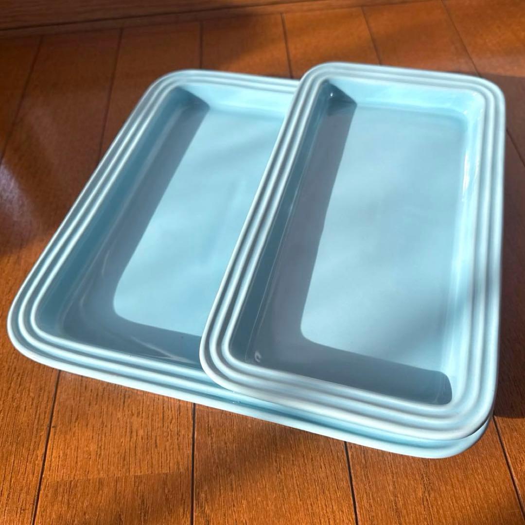 LE CREUSETル・クルーゼ ライトブルー 角皿 2枚セット 耐熱皿 深皿