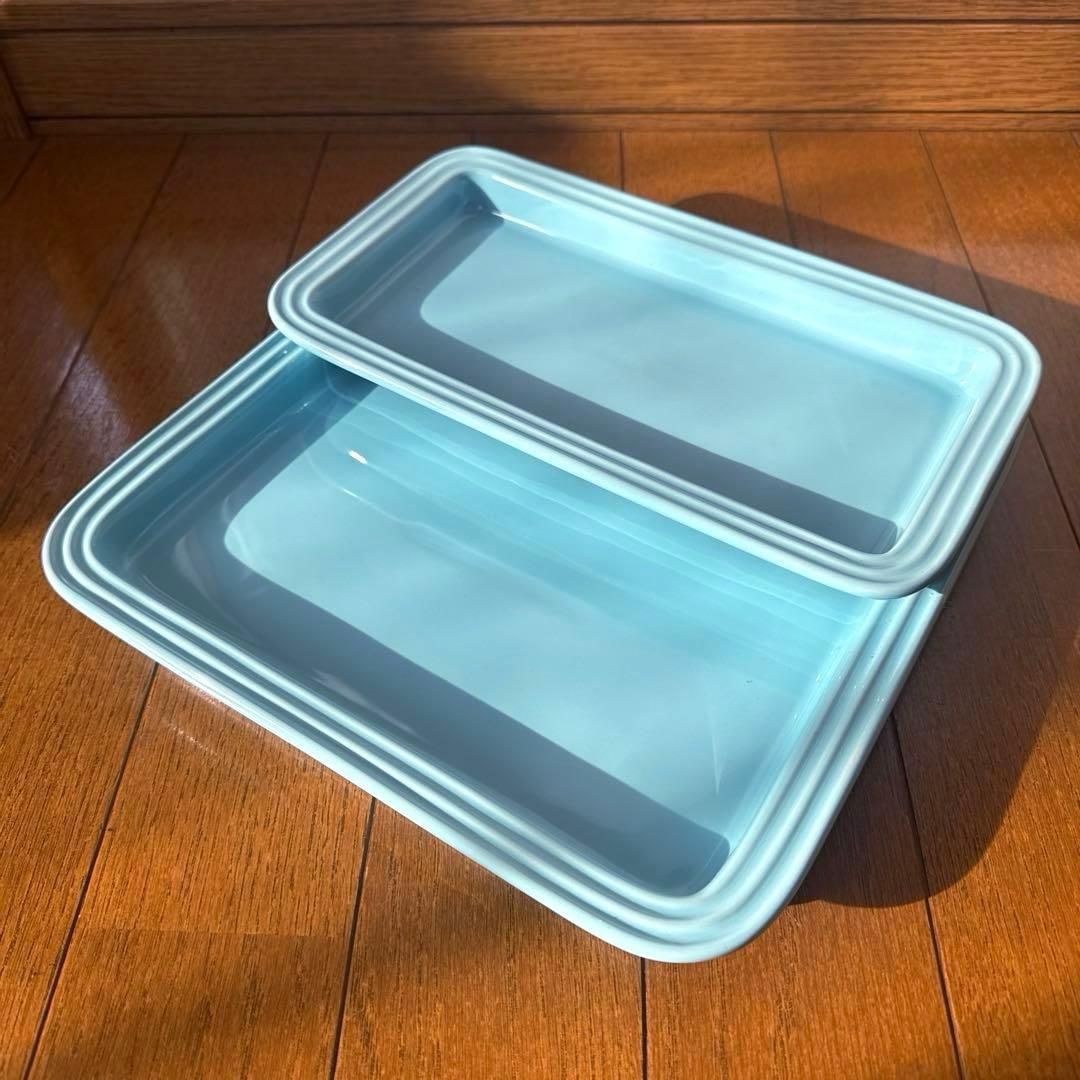 LE CREUSETル・クルーゼ ライトブルー 角皿 2枚セット 耐熱皿 深皿