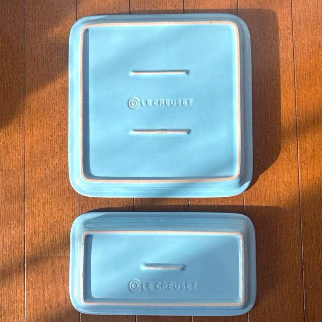 LE CREUSETル・クルーゼ ライトブルー 角皿 2枚セット 耐熱皿 深皿