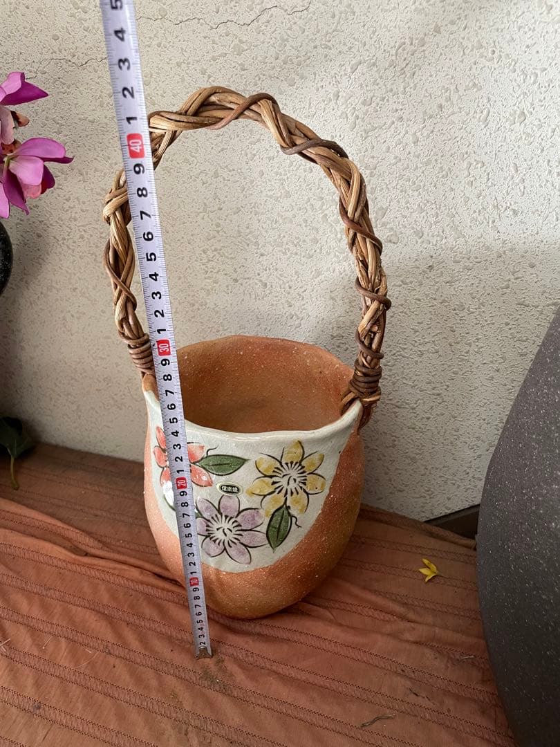 信楽焼　つる付き花瓶　置物　インテリア