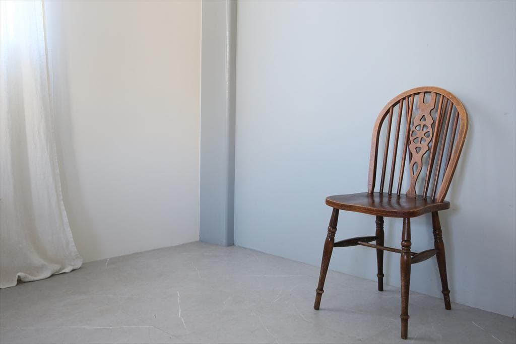 英国アンティーク木製ホイールバックチェア/ダイニングイス/椅子(91-196-4