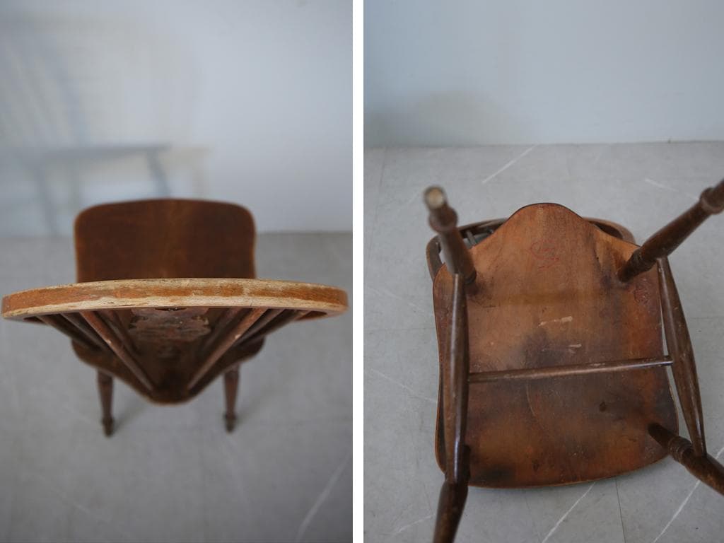 英国アンティーク木製ホイールバックチェア/ダイニングイス/椅子(91-196-4