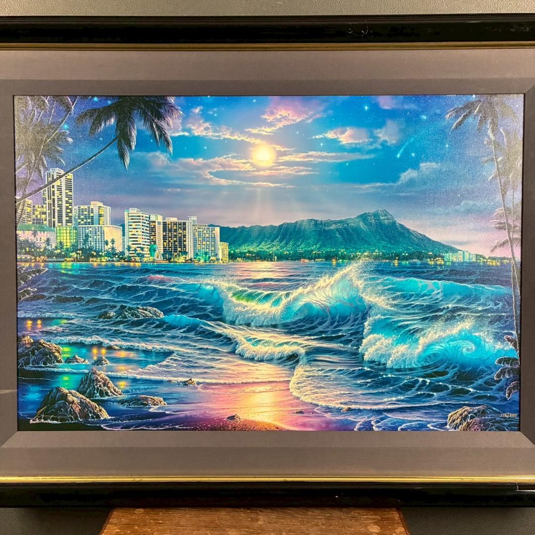 美品 クリスチャン・ラッセン「ワイキキロマンス」大作 キャンバスED 保証書有