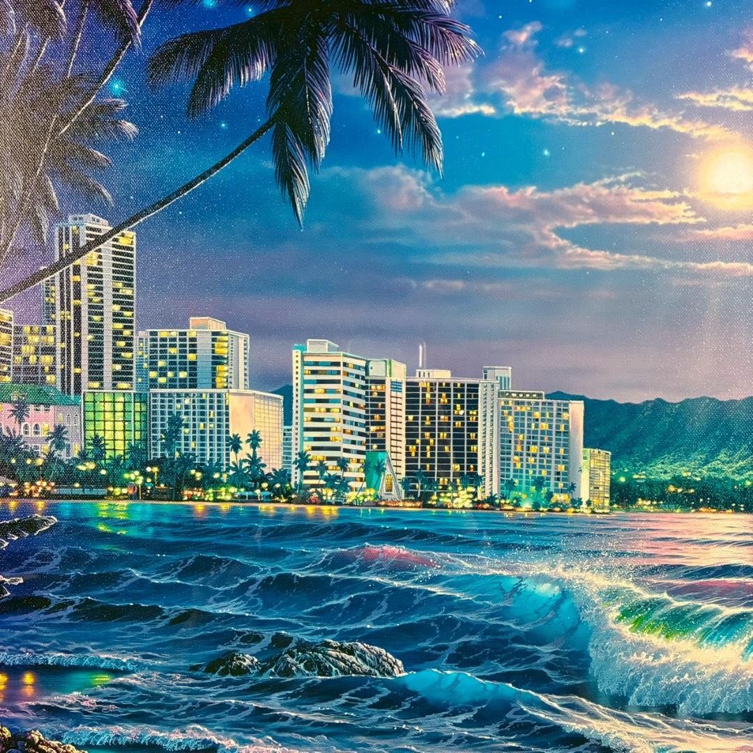 美品 クリスチャン・ラッセン「ワイキキロマンス」大作 キャンバスED 保証書有