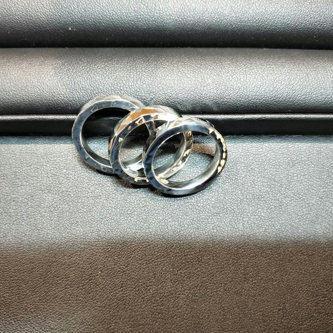 槌目極厚3連リング　オーダー　ハンドメイド　SILVER