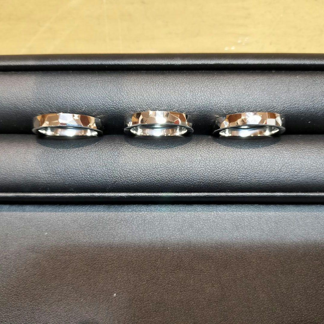 槌目極厚3連リング　オーダー　ハンドメイド　SILVER
