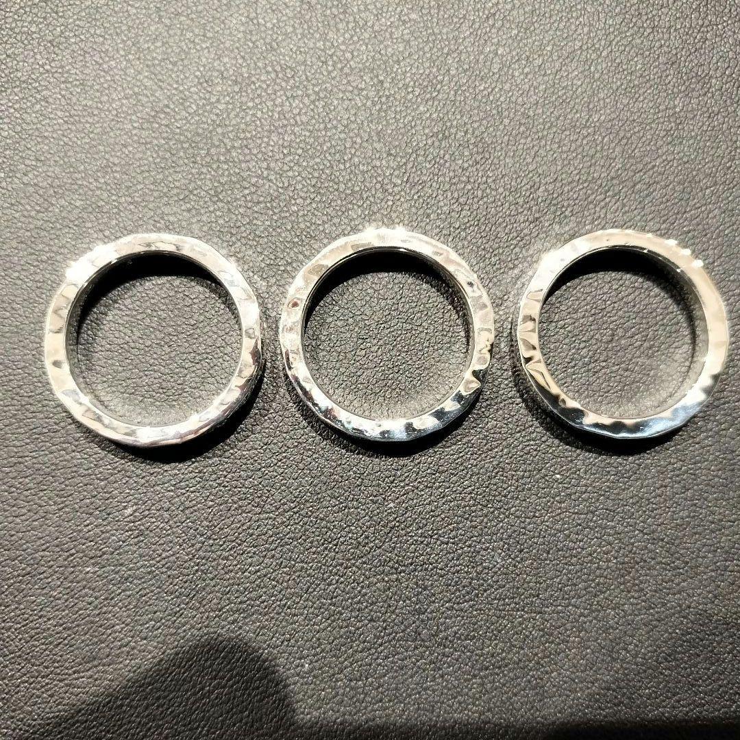 槌目極厚3連リング　オーダー　ハンドメイド　SILVER