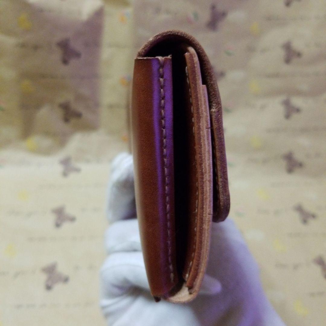 牛革　ブラウン系✖️ヌメ革　コンパクト長財布　ハンドメイド長財布