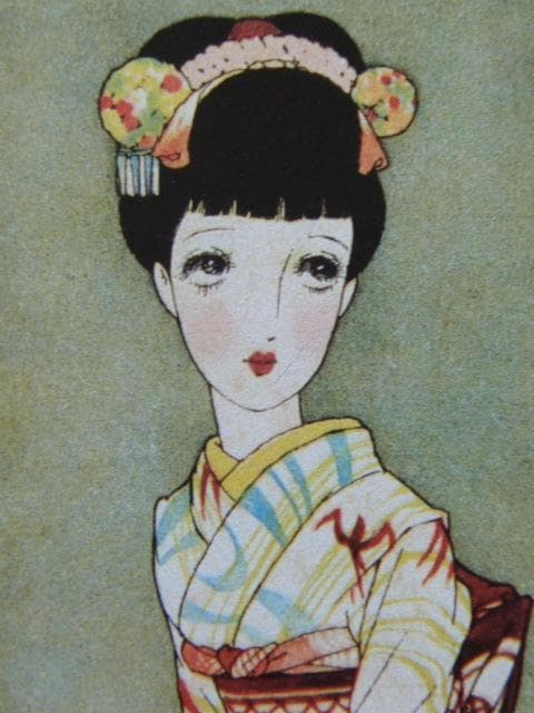 昭和レトロ、中原淳一、【夏の雨】、美少女、年代物・希少画集画
