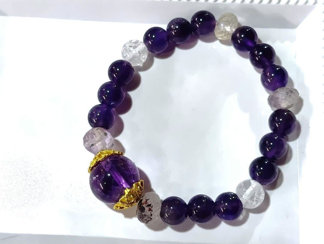 アメジストエレチャルクォーツ　セイクリッドセブン　アメジスト　ブレスレット