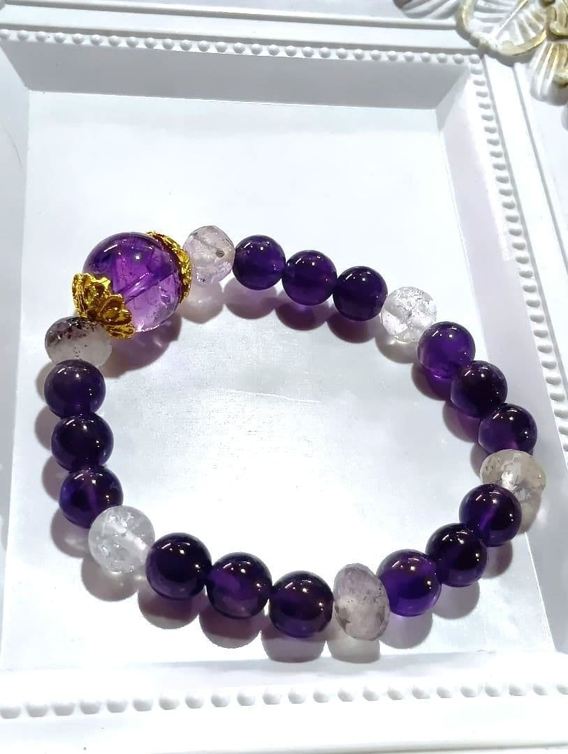 アメジストエレチャルクォーツ　セイクリッドセブン　アメジスト　ブレスレット