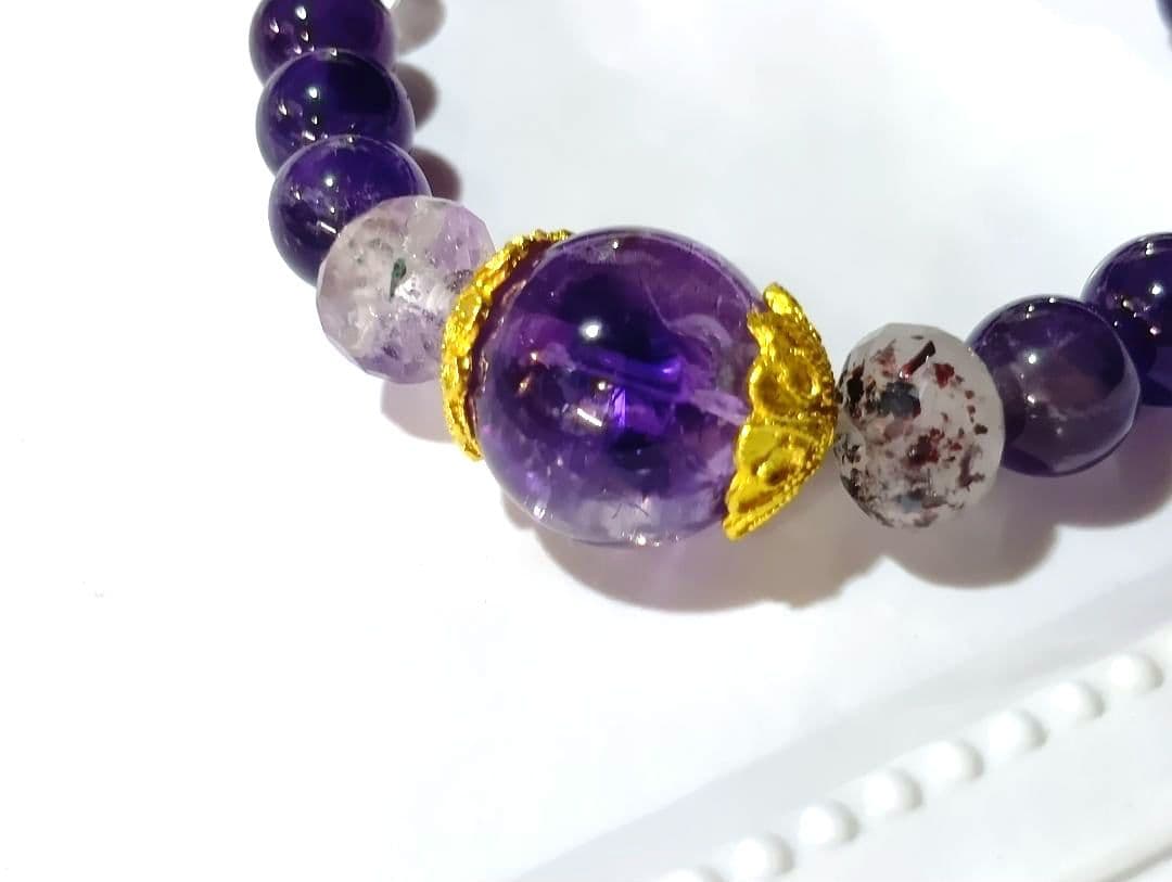 アメジストエレチャルクォーツ　セイクリッドセブン　アメジスト　ブレスレット