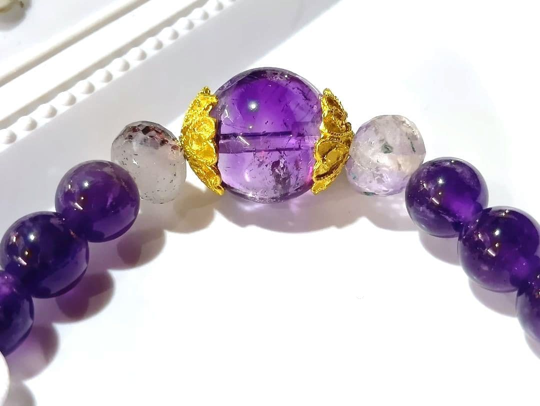 アメジストエレチャルクォーツ　セイクリッドセブン　アメジスト　ブレスレット