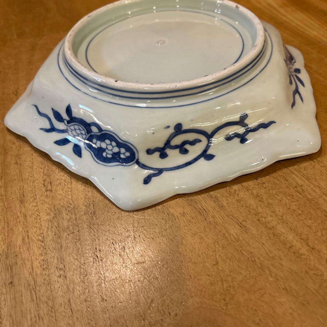 有田焼　大正〜昭和初期　古伊万里　六角染付皿