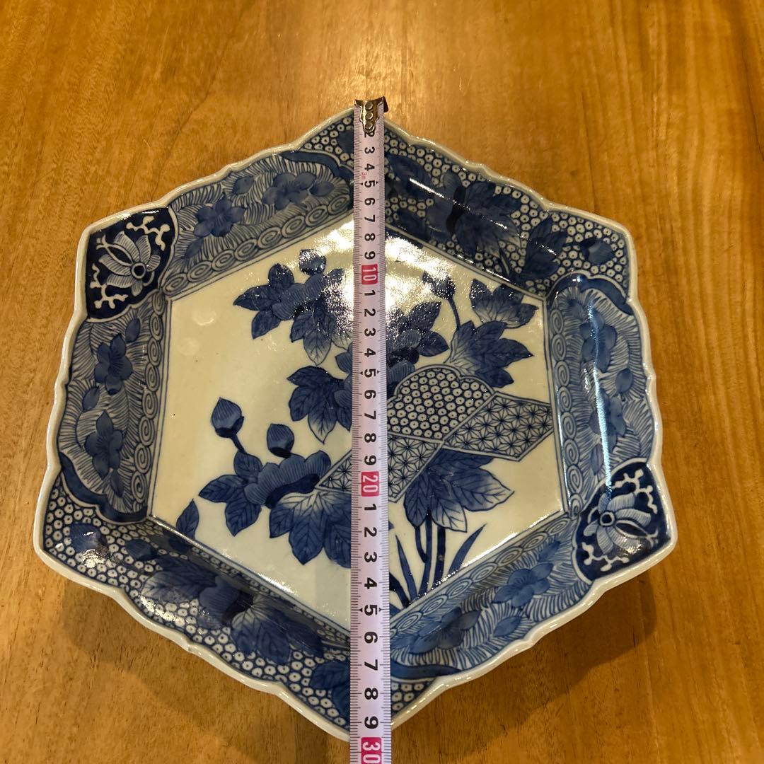 有田焼　大正〜昭和初期　古伊万里　六角染付皿