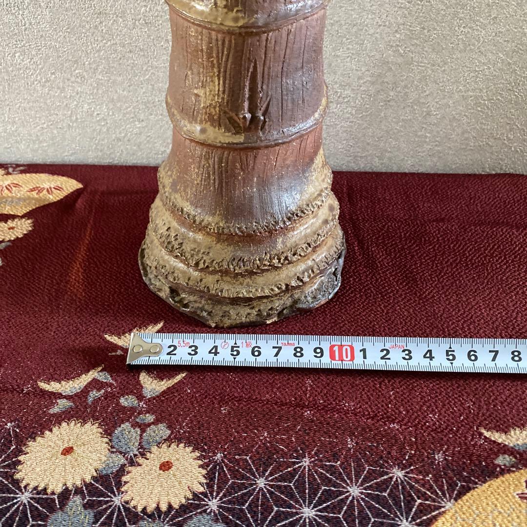 【希少】花瓶　陶器　備前焼 花入 一輪挿し　花器 茶道具　竹　竹根形