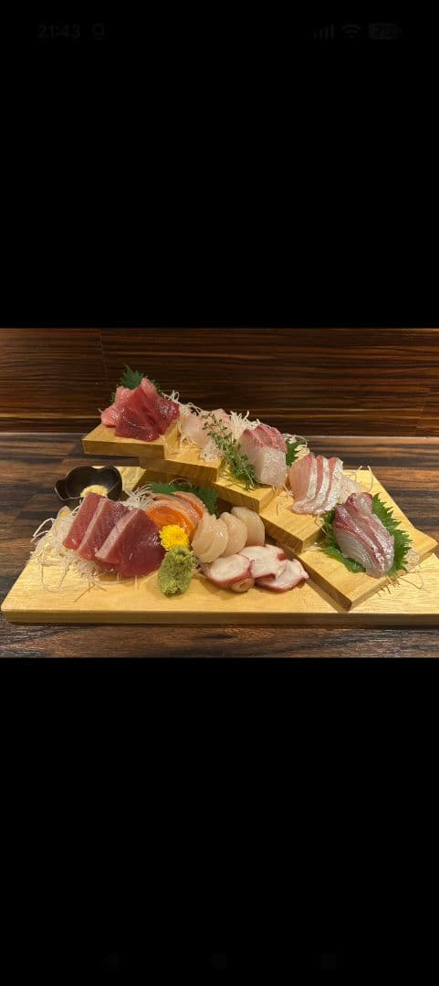 立体盛込 階段 5段 鮨盛台　　材質　桐