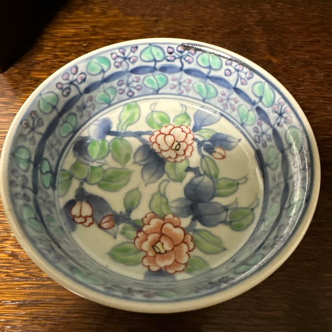 佐藤走波(六代)染錦. 椿華文. 高台鉢