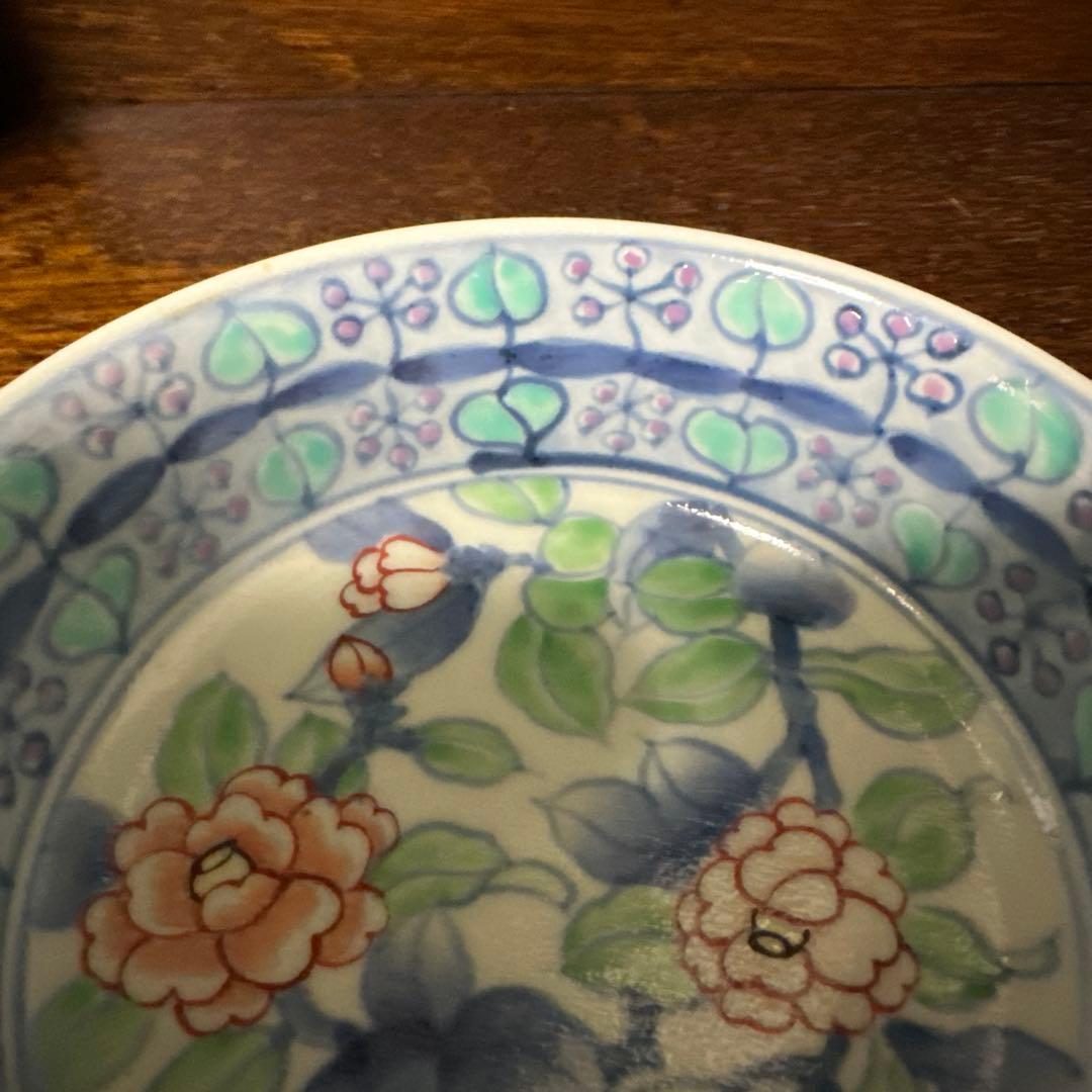 佐藤走波(六代)染錦. 椿華文. 高台鉢