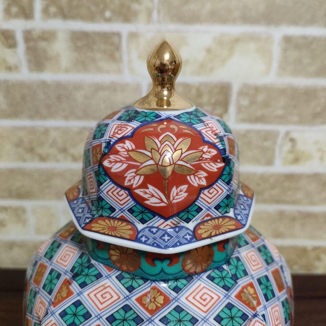 有田焼 蓋付壺 飾り壷 沈香壺 色絵金彩 唐子　人物画 古美術