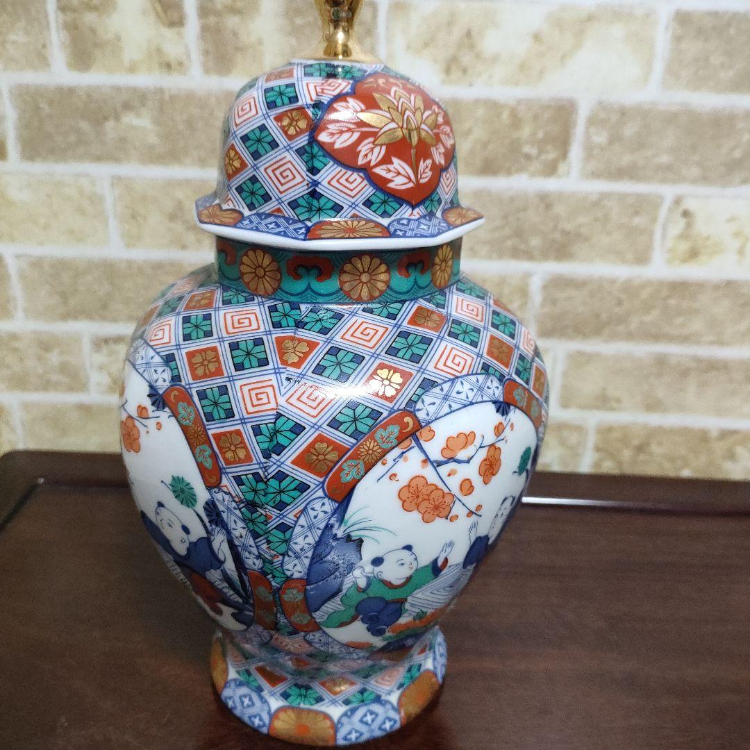 有田焼 蓋付壺 飾り壷 沈香壺 色絵金彩 唐子　人物画 古美術