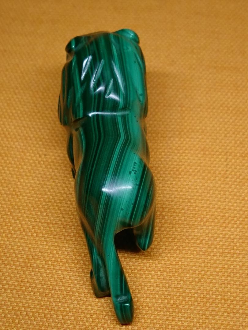 ビンテージ　ライオン　孔雀石　置物　置物　インテリア　工芸品　美術品　A1353