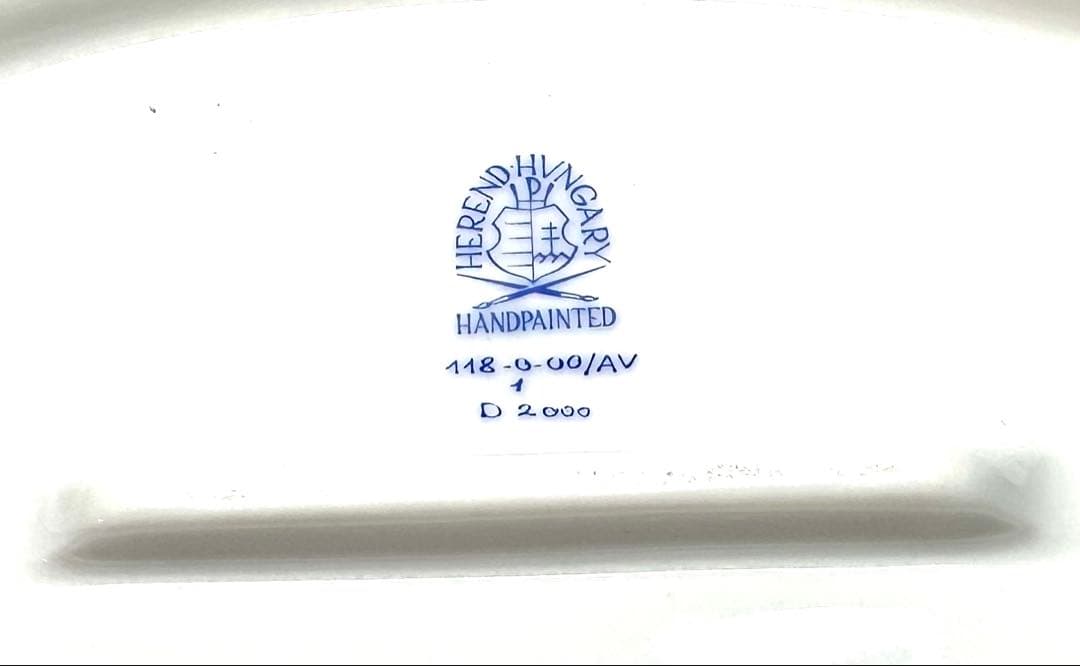 【美品】 HEREND ヘレンド アポニーグリーン オーバルプレート 約31cm