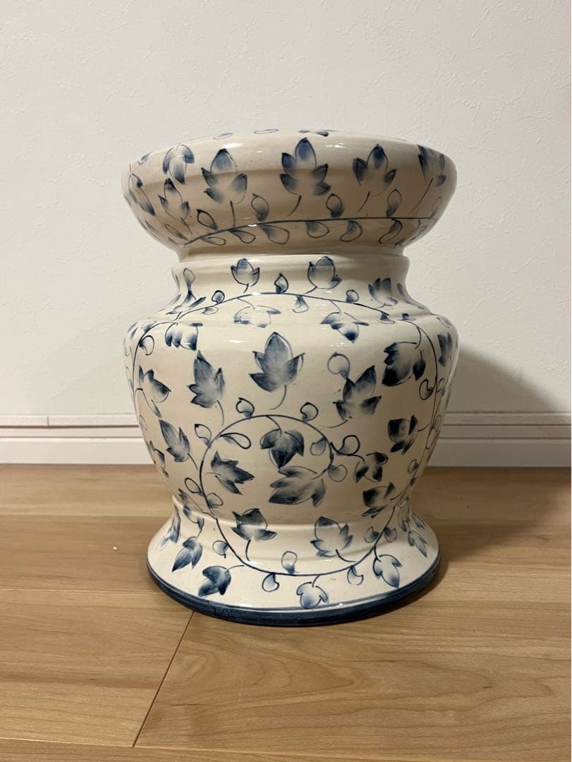 Vintageヴィンテージ　陶器　チェア　花台　美術品　中国青白