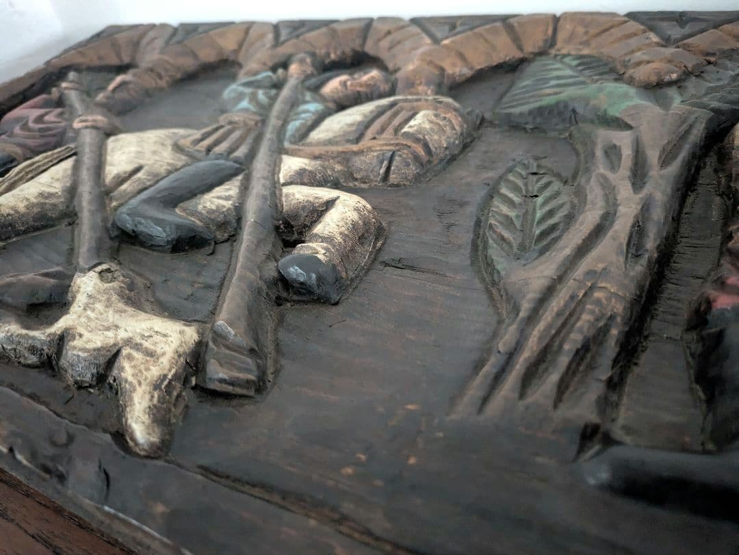 置物　アート　オブジェ　無垢　インド製　ヴィンテージ　アンティーク　木製