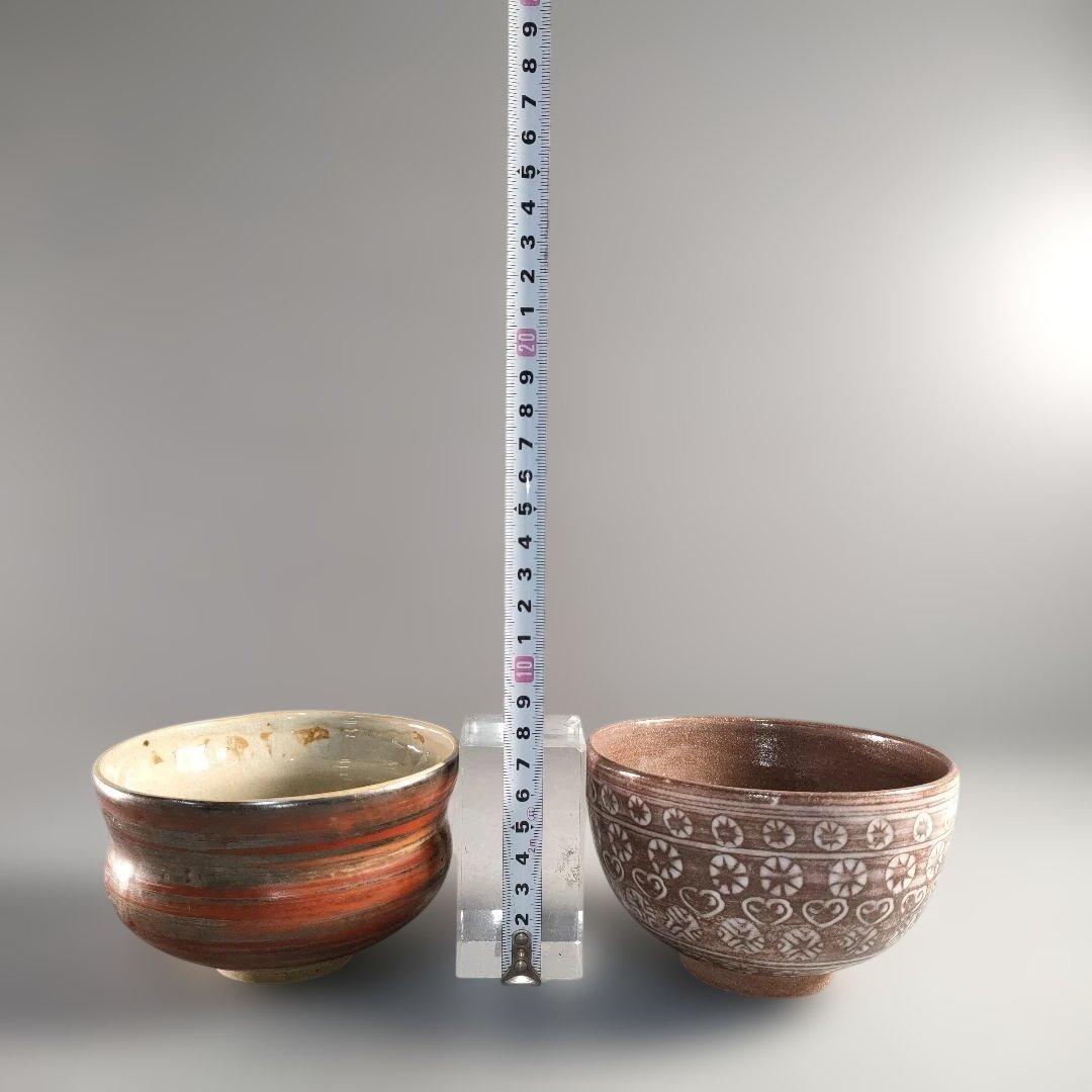 A1396-2/京焼清水焼/よし文 造/三島茶碗7客/在銘/抹茶碗1客/懐石道具