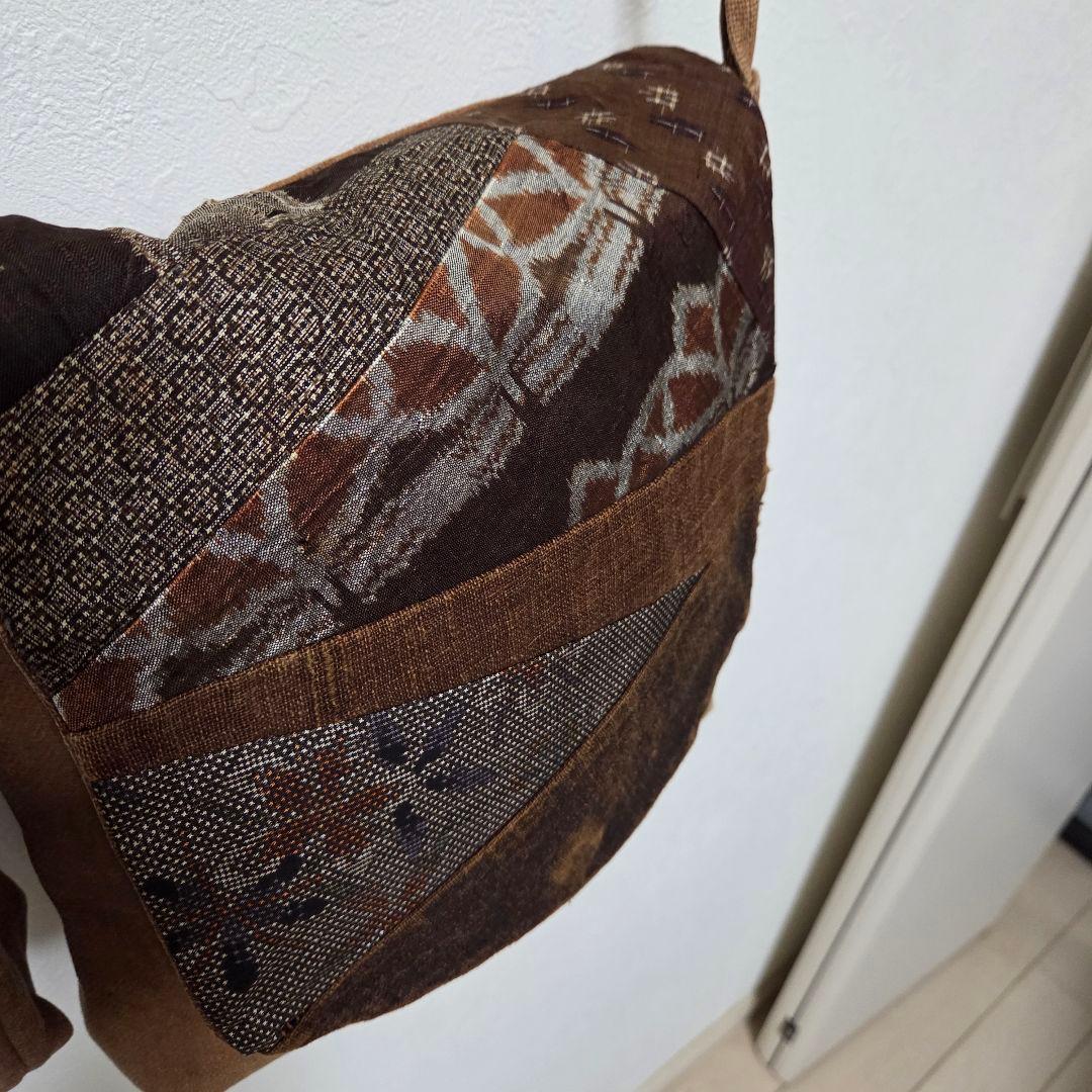 酒袋と大島紬ハンドメイド ショルダーバッグ一点もの