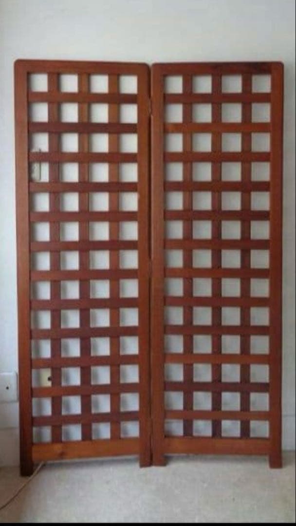 ヴィンテージ　パーテーション　（チーク　無垢材）衝立　間仕切り　格子　北欧