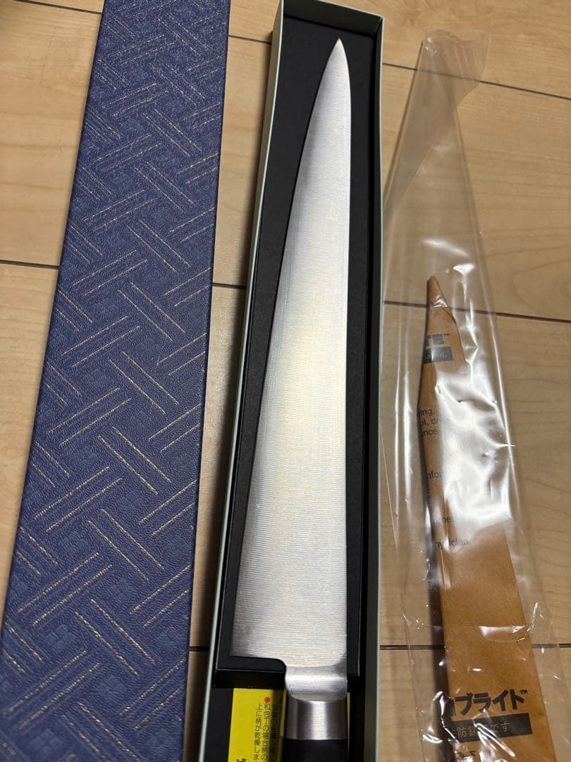 堺孝行別上　日本鋼 ツバ付 筋引 30cm 牛刀　青木刃物　新品