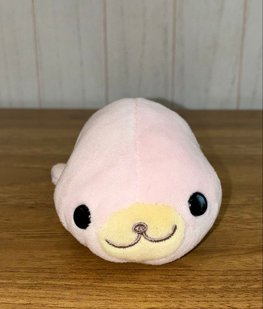 まめゴマぬいぐるみ。桜ピンク。さくら。レトロなまめゴマぬいぐるみ。