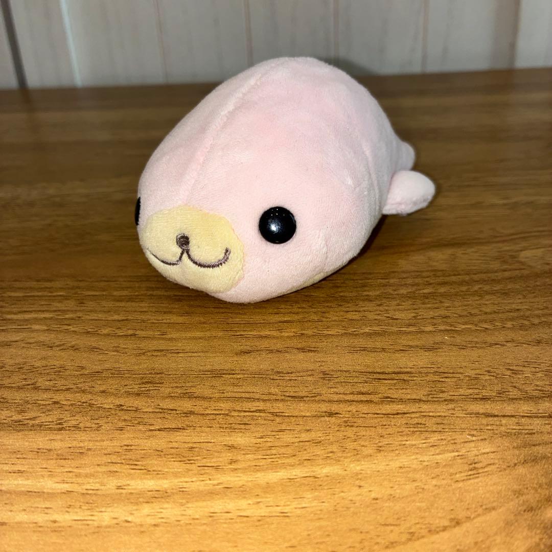 まめゴマぬいぐるみ。桜ピンク。さくら。レトロなまめゴマぬいぐるみ。