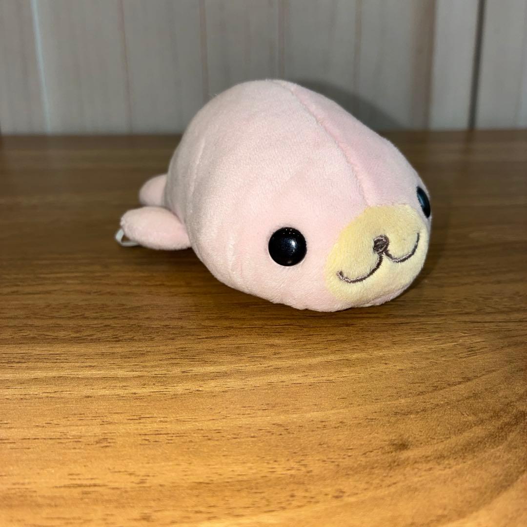 まめゴマぬいぐるみ。桜ピンク。さくら。レトロなまめゴマぬいぐるみ。