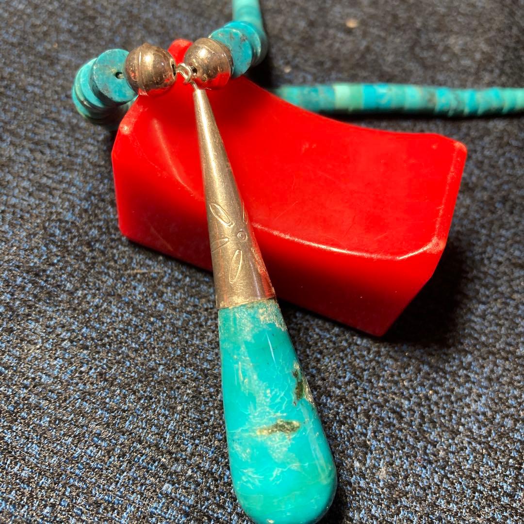 ( ´ ▽ ` )綺麗なターコイズ(トルコ石)のカレンシルバーのネックレス