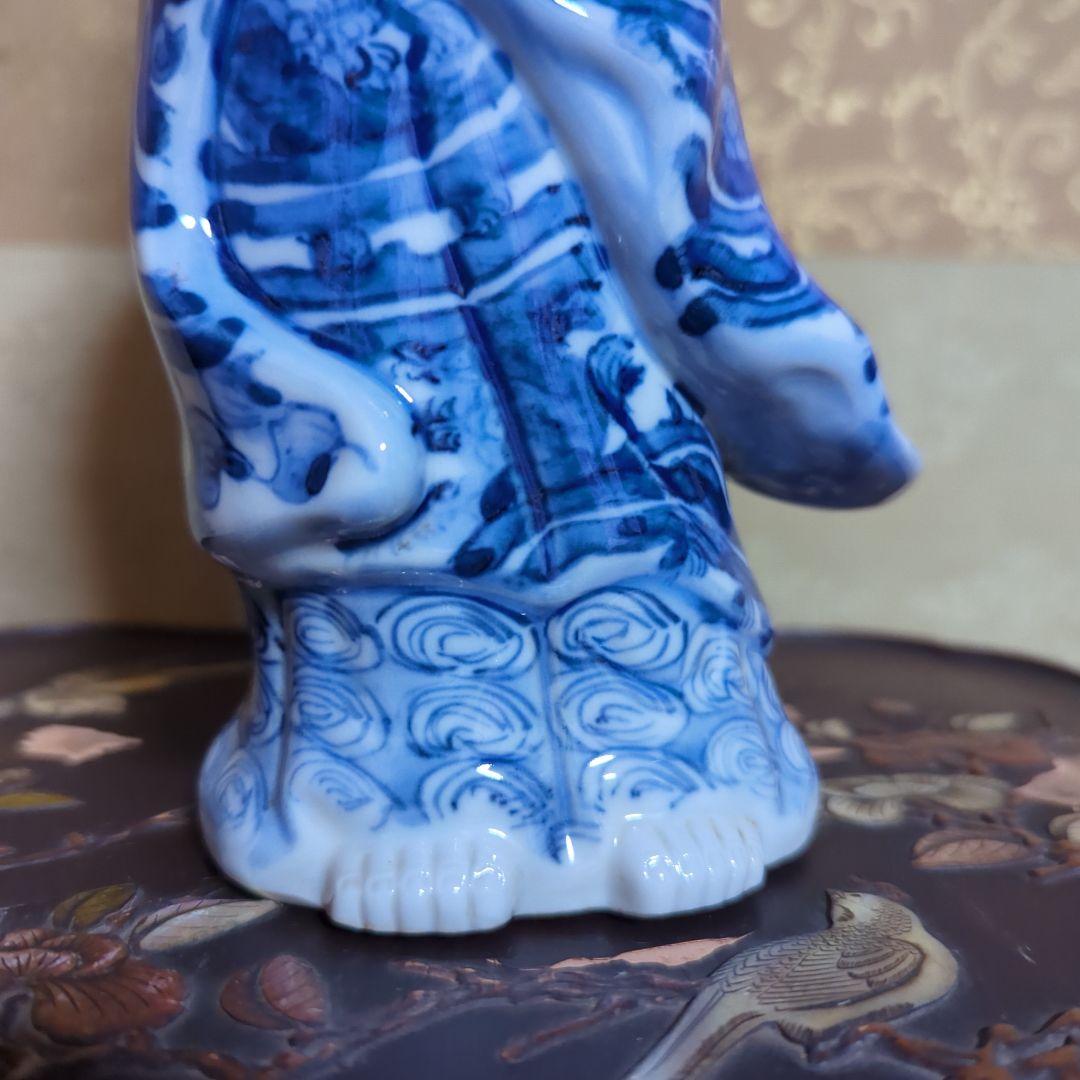 骨董品　陶芸　九谷焼　陶器置物　神像　仏像　染付観音菩薩像