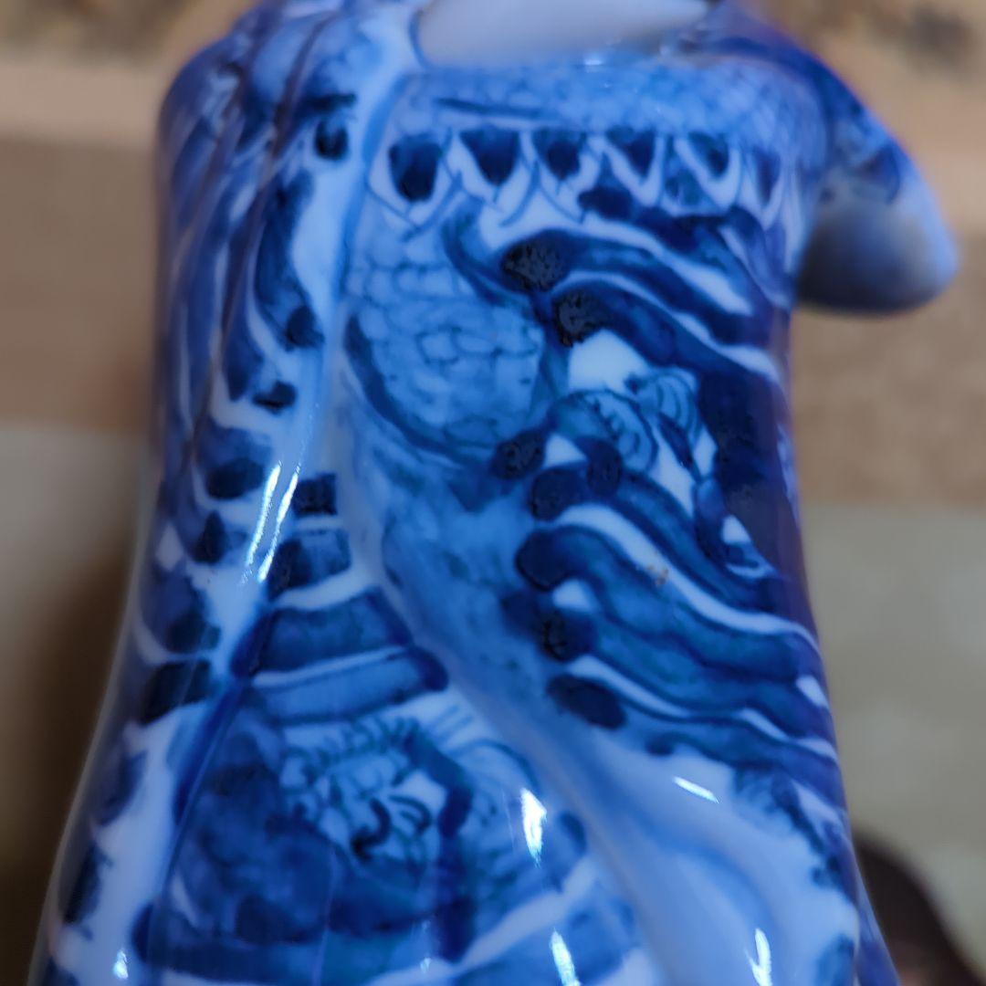 骨董品　陶芸　九谷焼　陶器置物　神像　仏像　染付観音菩薩像