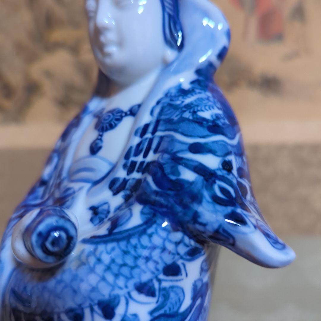 骨董品　陶芸　九谷焼　陶器置物　神像　仏像　染付観音菩薩像