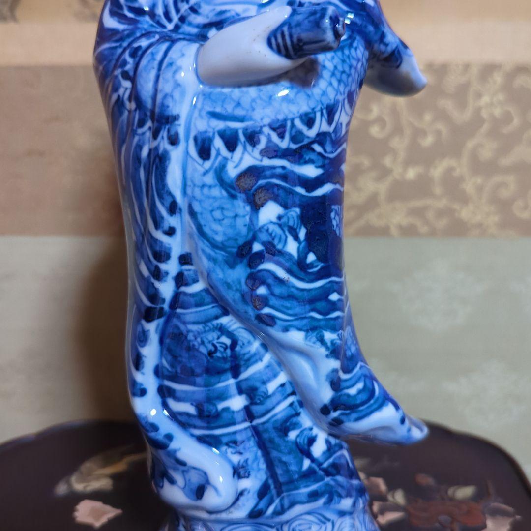 骨董品　陶芸　九谷焼　陶器置物　神像　仏像　染付観音菩薩像