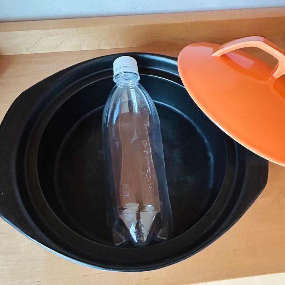 ガス　鍋　お鍋　陶器　蓋　黒　オレンジ　パーティー 調理器具　土鍋