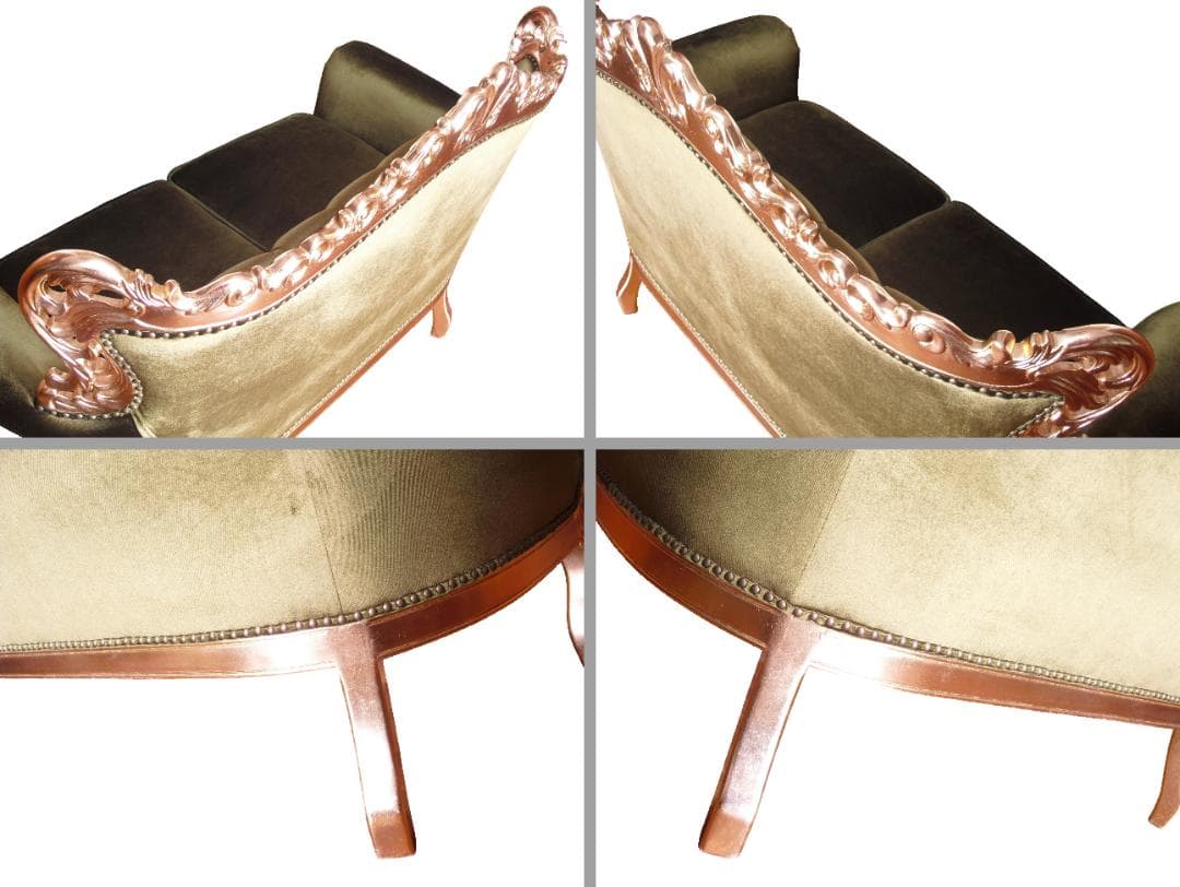 未使用展示品 ロココ様式【Symphony シンフォニー】 猫脚二人掛ソファ猫脚